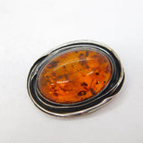 Sterling Silver Mounted Baltic Amber Dress Brooch Vintage c1970s