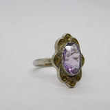 Art Deco Sterling Silver, Amethyst & Marcasite Dress Ring Antique c1920s