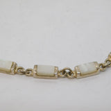 Sterling Silver & Inlaid Mother of Pearl Panel Bracelet Vintage c1970s