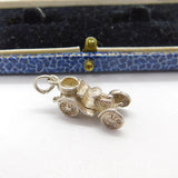 Sterling Silver Old School Motor Car Charm Pendant Vintage c1970