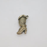 Sterling Silver Western Boot With Red Crystal Set Star Pendant Vintage c1970s