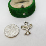 Sterling Silver Tennis Racket Charm Pendant Vintage c1970