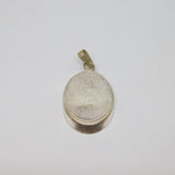 Sterling Silver Abalone Set Oval Drop Studio Style Charm Pendant Vintage c1970