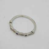 Sterling Silver Blue & Clear Crystal Stacking Band Ring Vintage c2000 Size N