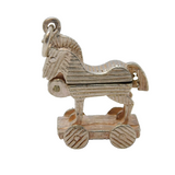 Sterling Silver Opening Trojan Horse Charm Pendant Vintage c1970s
