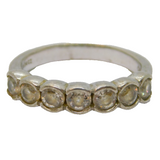 Sterling Silver 7 Stone CZ Half Eternity Band Ring Vintage c1970 Size K