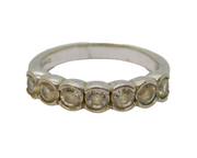 Sterling Silver 7 Stone CZ Half Eternity Band Ring Vintage c1970 Size K