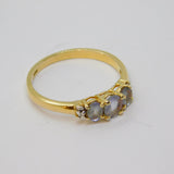 Gold On Sterling Silver Triple Oval Iolite Dress Ring Vintage c1970 Size M