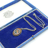 Boxed 19th Century Silver Mounted Micro Mosaic Lion Pendant Necklace Antique