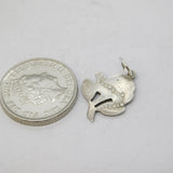 Sterling Silver Enamel English Rose Flower Charm Pendant Vintage c1970