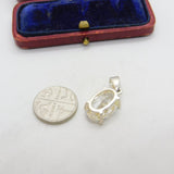 Sterling Silver Diamante Drop Charm Pendant Vintage c1970