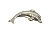 Sterling Silver Dolphin Fish Form Brooch Pin Vintage c1970