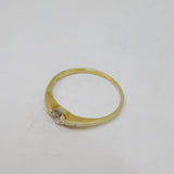 Gold On Sterling Silver White Topaz Solitaire Ring Vintage c1970 Size M 1/2