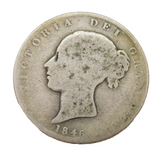 Queen Victoria .925 Silver Half Crown Coin Antique 1846 Fair Condition