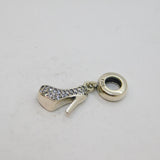 Sterling Silver CZ Stiletto Heel Shoe Bracelet Charm Or Pendant Modern c2010s