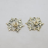 Pair of Sterling Silver Large Snowflake Stud Earrings Vintage c1990