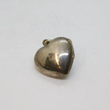 Sterling Silver Cutwork Puffy Heart With Shell Locket Pendant Modern c1990s