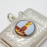 Art Deco Sterling Silver & Enamel Golfing Vesta Case Antique c1930