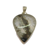 Sterling Silver Crystal Quartz With Black Inclusion Pendant Vintage c1970s