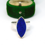 Sterling Silver Chunky Blue Goldstone Set Ring Vintage c1970 Size O