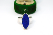 Sterling Silver Chunky Blue Goldstone Set Ring Vintage c1970 Size O