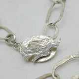 Long Sterling Silver & Simulated Pearl Dress Necklace with Bird Clasp Vintage