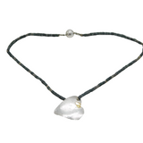 Studio Jewellery Sterling Silver & Hardstone Heart Necklace Vintage London