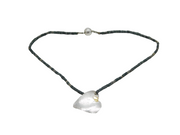 Studio Jewellery Sterling Silver & Hardstone Heart Necklace Vintage London