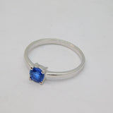 Sterling Silver Round Sapphire Solitaire Dress Ring Vintage c1970 Size N