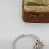 Sterling Silver Star Cut Crystal Solitaire Ring Vintage c1970 Size S UK