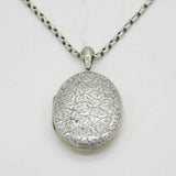 Victorian Sterling Silver Back & Front Ivy Leaf Locket Necklace Antique c1880