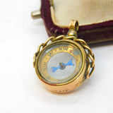 Edwardian 9ct Yellow Gold Working Compass Fob Pendant Antique c1910s