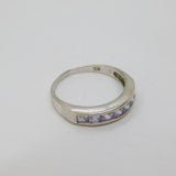 Sterling Silver Lavender CZ Half Eternity Band Ring Modern c1990 Size Q 1/2