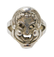 Sterling Silver Comedy & Tragedy Spinning Dress Ring Vintage c1970s