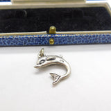 Sterling Silver Leaping Dolphin Marine Charm Pendant Vintage c1970