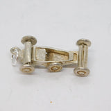 Sterling Silver Racing Car With Moving Wheels Charm Pendant Vintage c1970