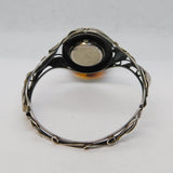 Sterling Silver Large Baltic Amber Wristwatch Bangle Bracelet Vintage c1970s