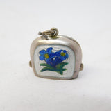 Sterling Silver Enamel Swiss Edelweiss Cowbell Charm Pendant Vintage c1970