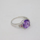 Sterling Silver Amethyst, Pink Topaz & Sapphire Ring Vintage c1970 Size L 1/2