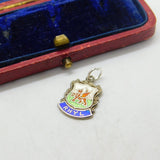 Sterling Silver & Enamel Welsh Rhyl Travel Shield Charm Pendant Vintage c1970