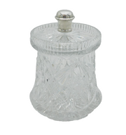 Art Deco Sterling Silver Topped Cut Crystal Biscuit Barrel Antique 1937 London