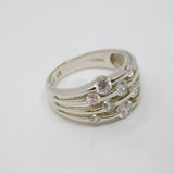 Sterling Silver Multi-Strand 8 CZ Modernist Dress Ring Vintage c1990 Size T