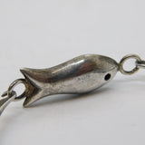 Mexican Taxco Style Sterling Silver Fish Bangle Bracelet Vintage c1970s