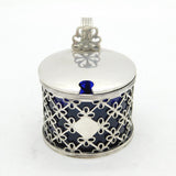Edwardian Sterling Silver Floral Pattern Mustard Pot Antique 1908 Chester
