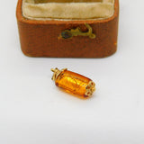 9ct Yellow Gold Carved Yellow Murano Glass Drop Charm Pendant Vintage c2000