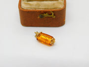 9ct Yellow Gold Carved Yellow Murano Glass Drop Charm Pendant Vintage c2000
