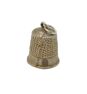 Sterling Silver Textured Patterned Thimble Charm Pendant Vintage c1970s