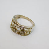 Sterling Silver Paste Cross Over Art Deco Style Dress Ring Modern c1990 Size Q