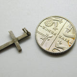 Sterling Silver Simple Crucifix Charm Pendant Vintage c1970