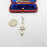 Sterling Silver Onyx Twirl Drop Charm Pendant Vintage c1970